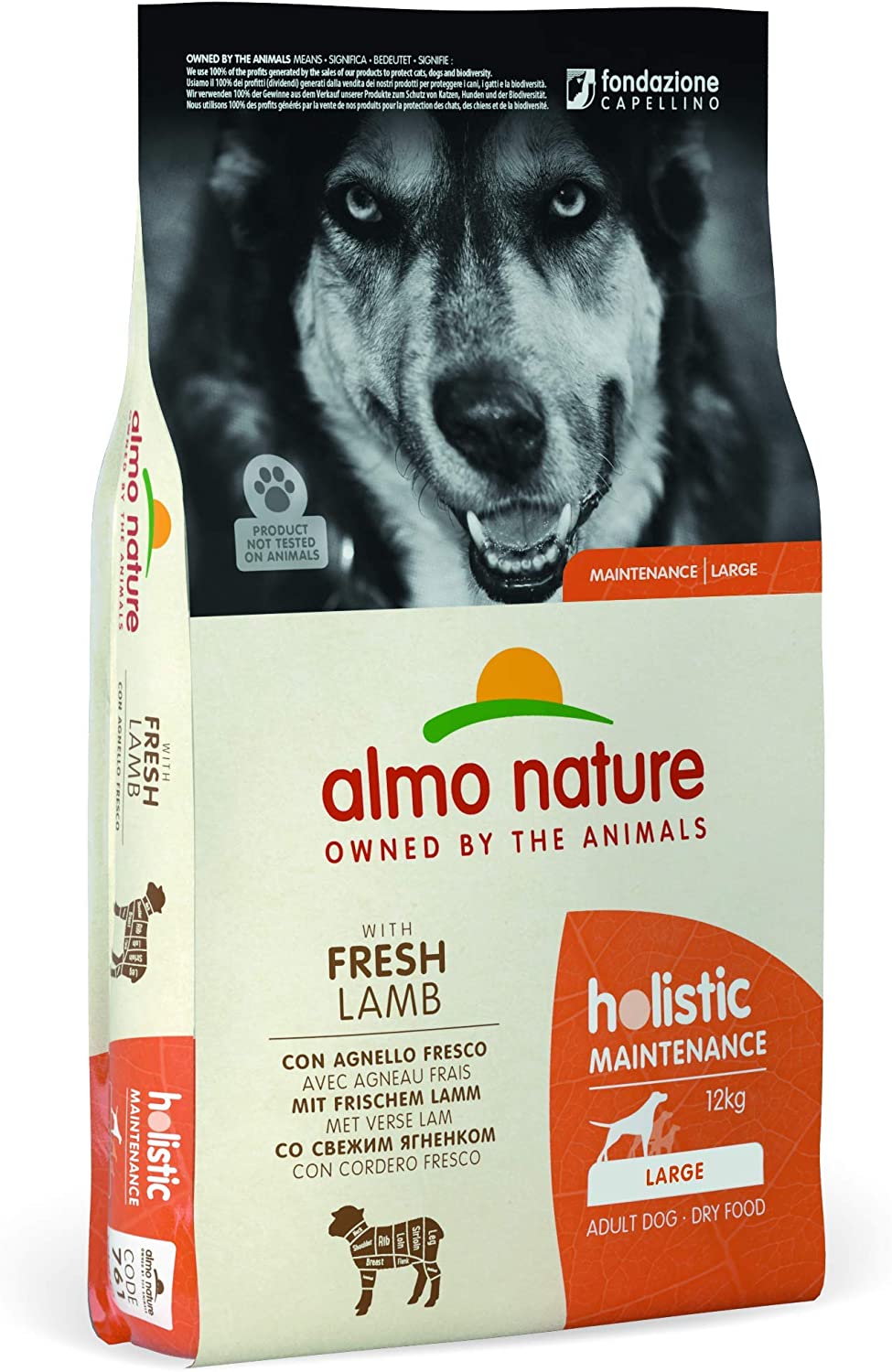 Almo Nature Holistic?Maintenance?Dry Food for Large Adult Dogs -?Lamb And Rice- 12kg