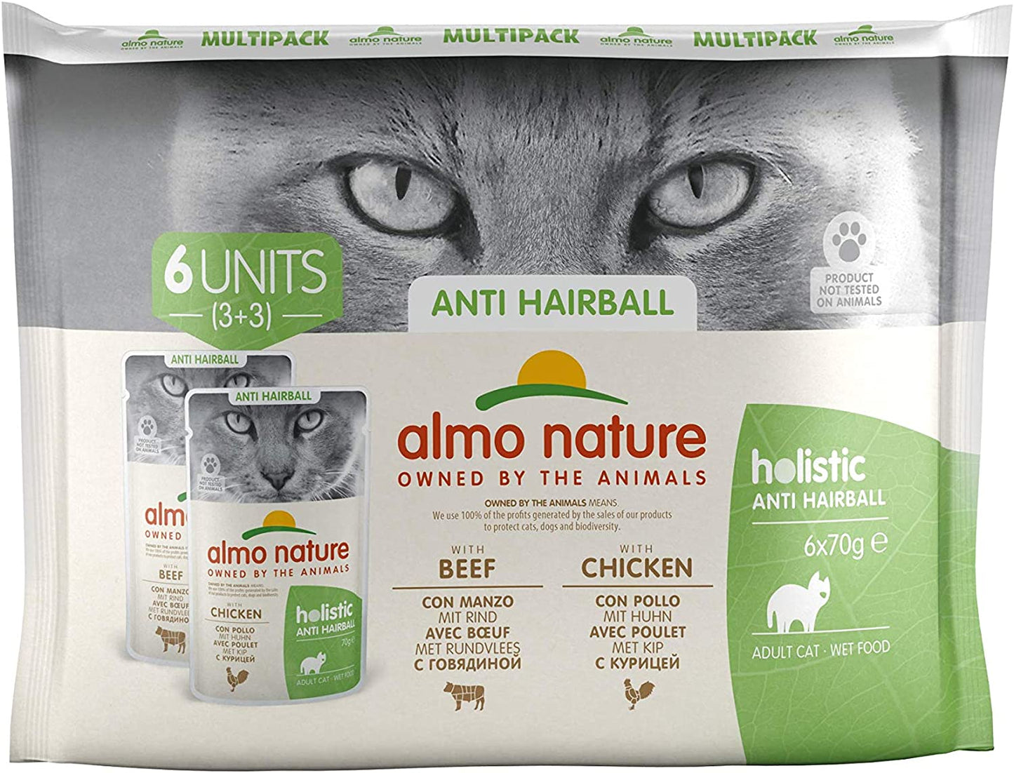 Almo Nature Wet Cat Food in Pouch - Anti - Hairball Multipack - 6x70g