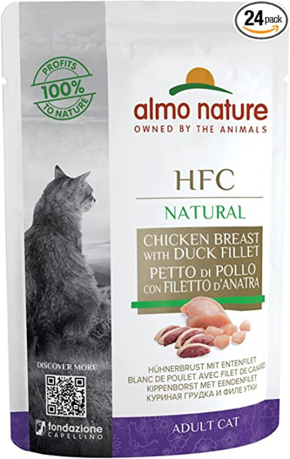 Almo Nature HFC Raw Pack Wet Cat Food Pouch - Chicken Breast And Duck Fillet - 55g