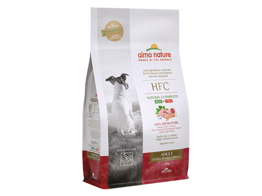 Almo Nature HFC Dry Food for Extra Small/ Small Adult Dogs - 100% Fresh Pork - 1.2 Kg